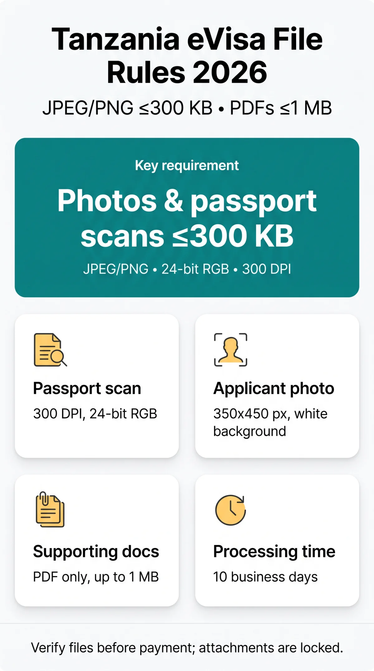 Infografika: Tanzania eVisa Document Requirements: File Formats, Sizes, and Resolution (2026 Guide)