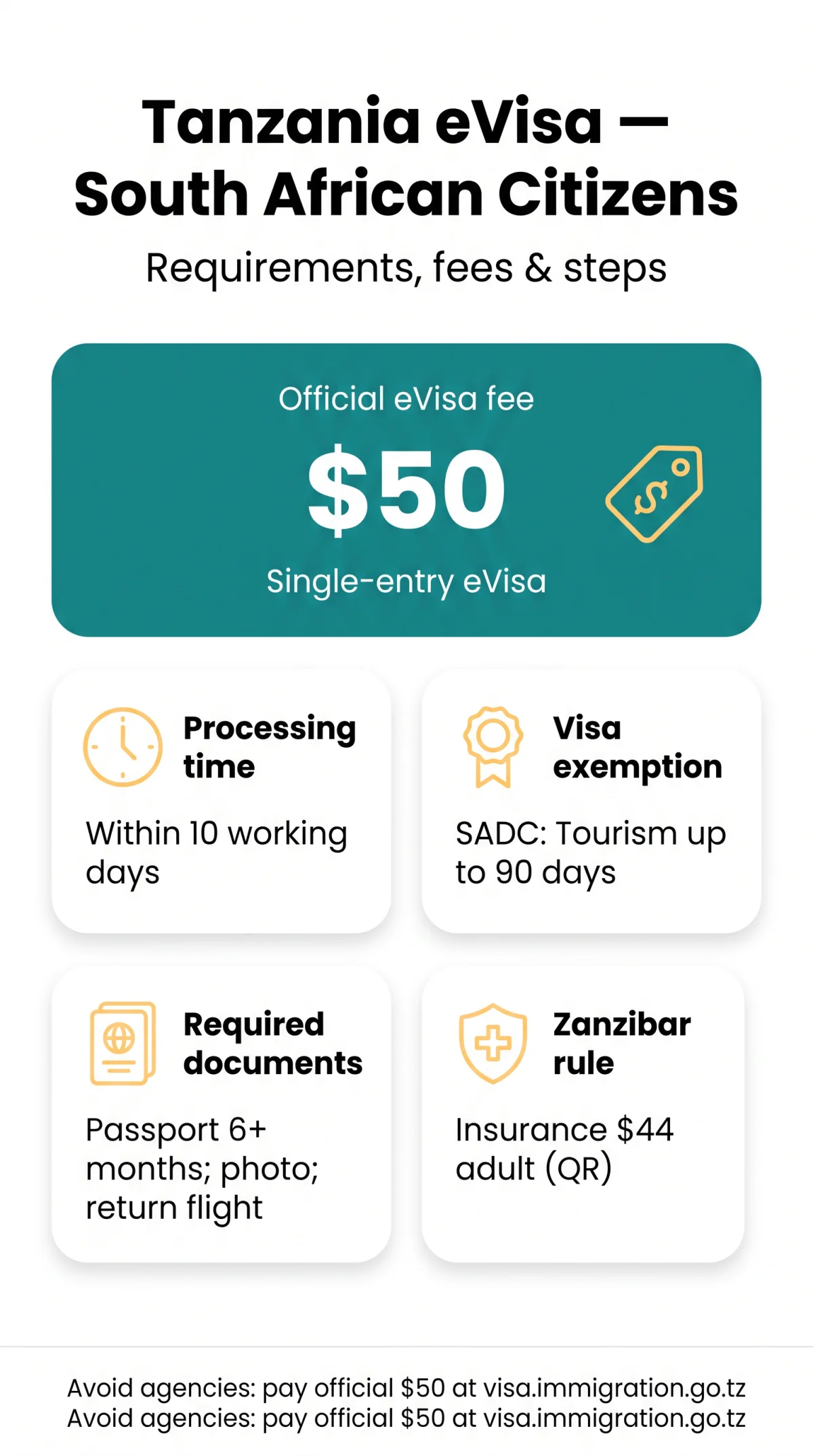 Infografika: Tanzania eVisa for South African Citizens – Requirements, Processing Times, and Application Steps (2026)
